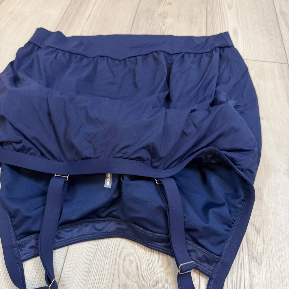 Lands End Navy Blue Blouson Tankini Top Adjustable Straps 18 MAST 523316